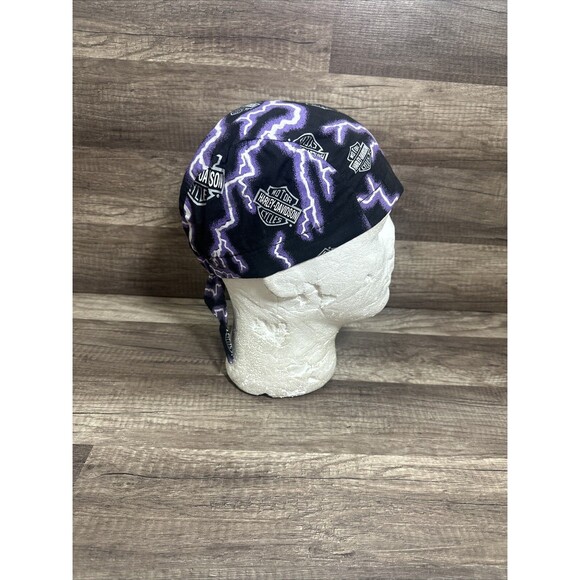 VTG Harley Davidson Biker Hat Cap Purple Lightning Thunder OS 90s RARE - Picture 11 of 12